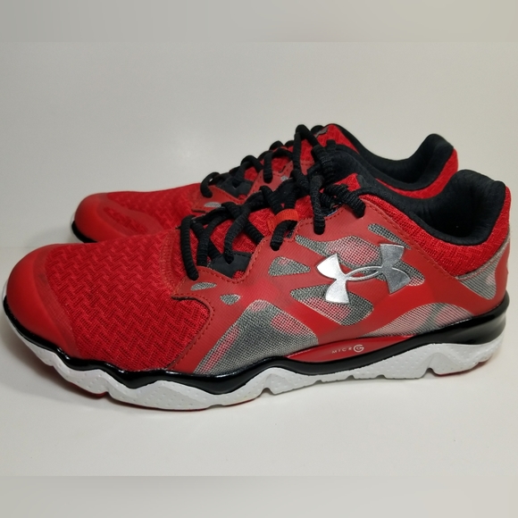 Under Armour Men's Micro G Monza Running Training Shoes Red White 1249942 Size 8 - Picture 3 of 7